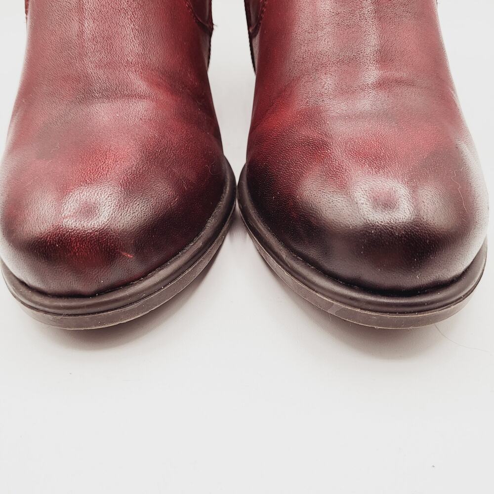 Remonte Red Leather Burnished Toe Tri-Colored Straps 2" Heel Artistic Boot Sz 37 - Picture 5 of 14